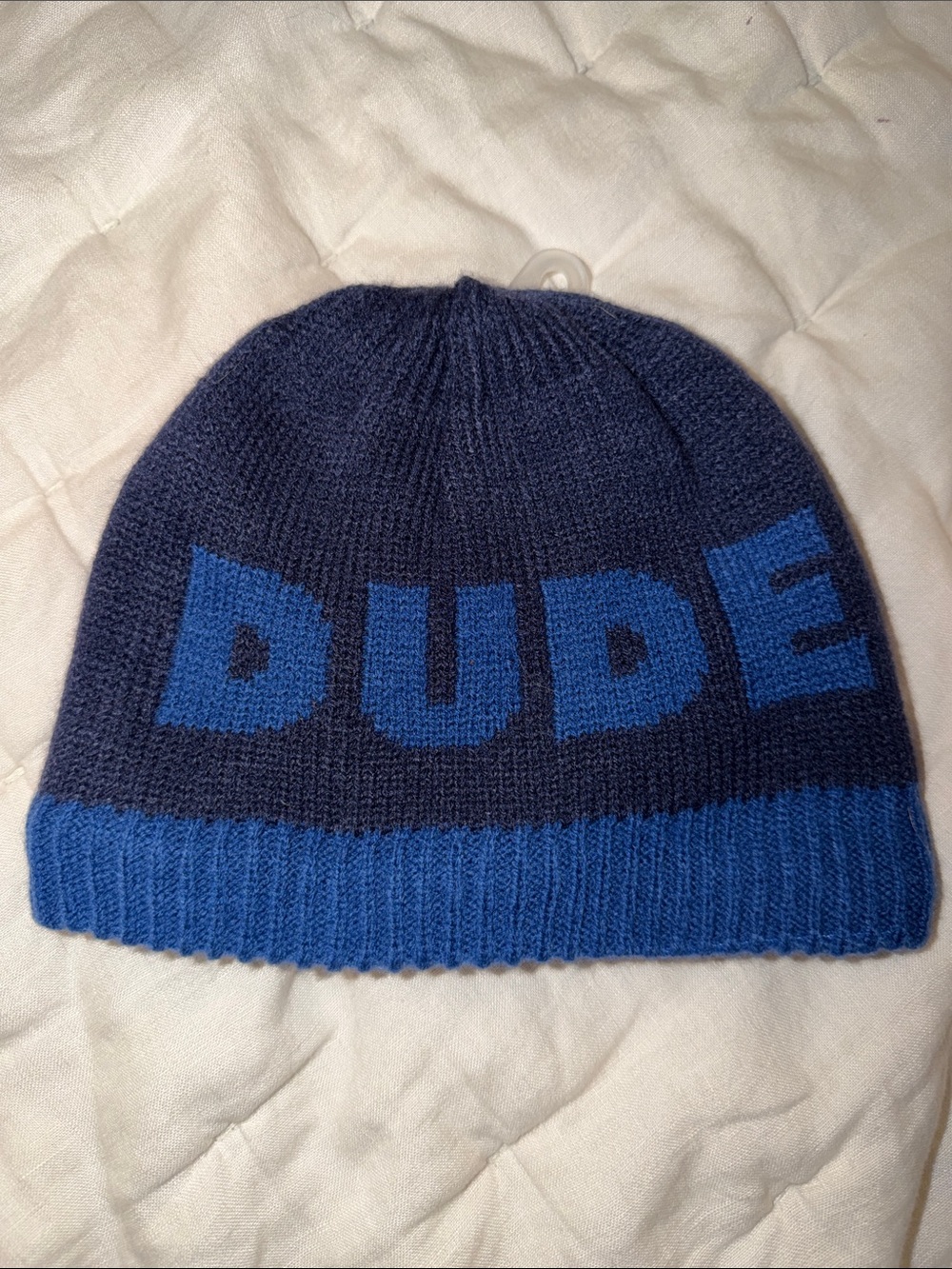 The Children's Place Navy and Royal Blue 'DUDE' Knit Beanie